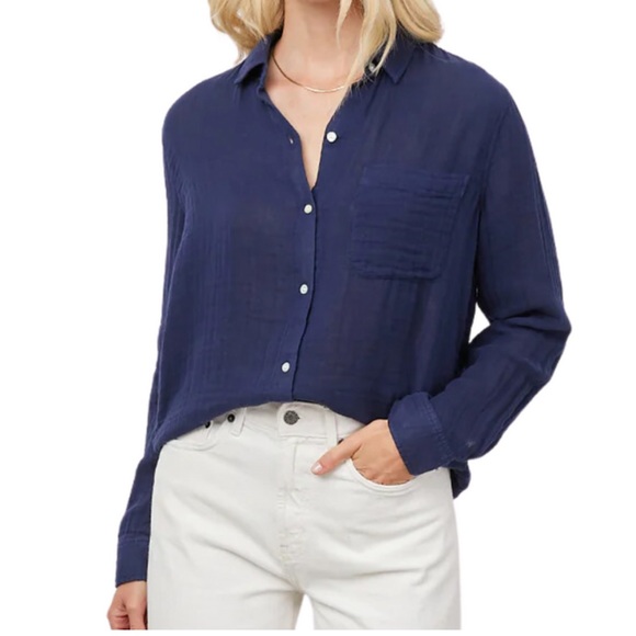 Rails Tops - Rails Ellis Gauze Button Front Shirt In Indigo Women’s Size M